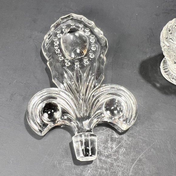 Vtg LE Smith Co Perfume Bottle Fleur de Lis Vanity Beaded Medallion 40s - Picture 13 of 16